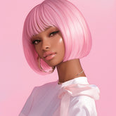Short Pink Straight Blunt Cut Bob Wig for Cosplay